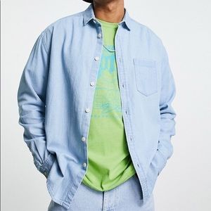 90s oversized denim, shirt vintage light wash